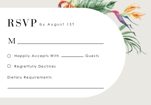 palma-stat-10-33 | Tropical Flowers RSVP card - 5 x 3.5": palma-stat-10-33-set | tropical  flowers wedding invitation set