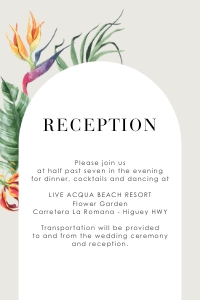 palma-stat-10-33 | Tropical Flowers reception Card - 4 x 6": palma-stat-10-33-set | tropical  flowers wedding invitation set