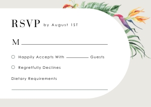 palma-stat-10-33 | Tropical Flowers RSVP card - A6: palma-stat-10-33-set | tropical  flowers wedding invitation set