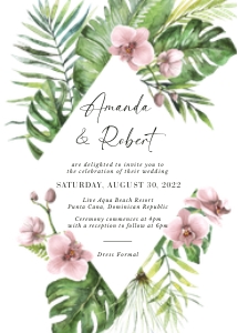palma-stat-10-32 | Tropical wedding invitation with orchid Template design preview