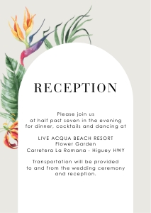 palma-stat-10-33 | Tropical Flowers reception Card - A6: palma-stat-10-33-set | tropical  flowers wedding invitation set
