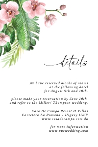 palma-stat-10-32 | Tropical details Card with orchids - 4x6: palma-stat-10-32-set | Tropical wedding invitation with orchid set