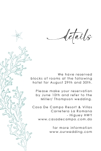 aida-stat-02-02 | AIDA details Card - 4x6": aida-stat-02-02-set | Corals beach wedding invitation Suite