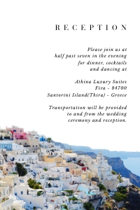 santorini-stat-02-01 | Reception card - 4x6": Santorini wedding invitation card Suite