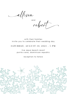 aida-stat-02-02 | AIDA wedding invitation - 5x7": aida-stat-02-02 | Corals beach wedding invitation Template