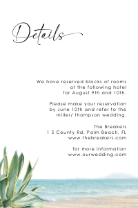 palma-stat-10-52 | SELMA details Card - 4 x 6": palma-stat-10-52-set SELMA | Palm Tree Wedding invitations suite