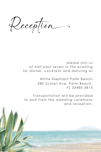 palma-stat-10-52 | SELMA reception Card - 4 x 6": palma-stat-10-52-set SELMA | Palm Tree Wedding invitations suite
