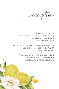 lemon-stat-34-05 | reception card 4x6": lemon-stat-34-05-set | Wedding invitation suite