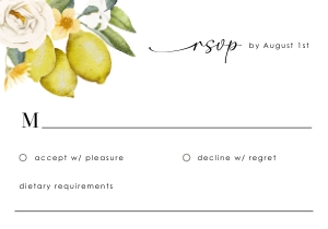 lemon-stat-34-05 | RSVP card - 5 x 3.5": lemon-stat-34-05-set | Wedding invitation suite