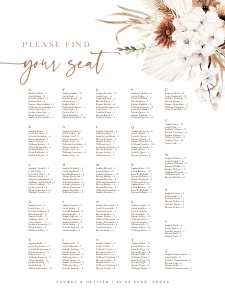 laurel-stat-36-08-b-alpha | seating chat alphabetic 18 x 24": laurel-stat-36-08-b-alpha | seating chart alphabetic portrait