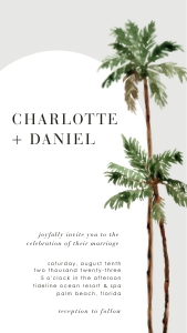 palma-evite-10-18 | Digital palm tree wedding invitation design preview