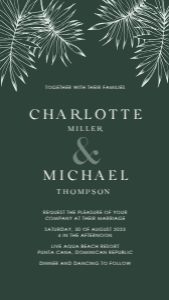 palma-evite-10-20 | tropical Digital wedding invitation minimal: palma-evite-10-20 | digital palm tree wedding invitation