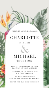 palma-evite-10-21 | Digital palm tree wedding invitation design preview