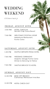 palma-evite-10-22 | Palm tree wedding itinerary design preview