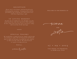 sienna-stat-40-03 | Wedding Program 5.5 x 8.5": sienna-stat-40-03 | wedding program