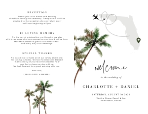 palma-stat-10-60 | wedding program 5.5 x 8.5": palma-stat-10-60 | Palm tree wedding program