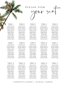 palma-stat-10-66-b | seating chart 18x24": palma-stat-10-66-b | Palm tree Seating chart portrait