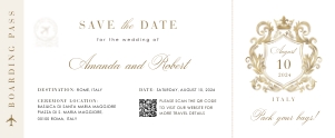 sofia-stat-16-43 | Gold Boarding Pass Save the Date 3.5 x 8.5": sofia-stat-16-43 | GOLD Boarding Pass Save the Date