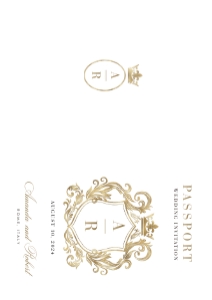 sofia-stat-16-41 | A5 Passport Wedding Invitation with Crest: sofia-stat-16-41 | GOLD passport wedding invitation suite
