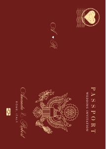 sofia-stat-16-44 | 5x3.5" - USA passport wedding invitation: sofia-stat-16-44 | USA red passport wedding invitation suite