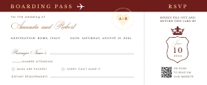 sofia-stat-16-44 | 3.5x8.5" - US boarding pass RSVP: sofia-stat-16-44 | USA red passport wedding invitation suite