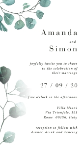 luisa-evite-23-02 | Eucalyptus electronic wedding invitation design preview