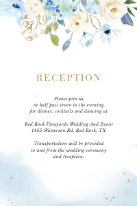 azzurra-stat-17-02 |  4x6 " Reception Card: azzurra-stat-17-02-set | Wedding Invitation Suite