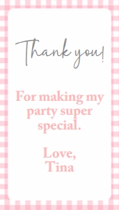 Pink Gingham Favor Tag 150b: Pink Gingham Favor Tags 150b