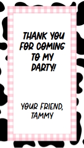 Cow Print Favor Tag - 160f: Cow Print Favor Tag Pink - 160f