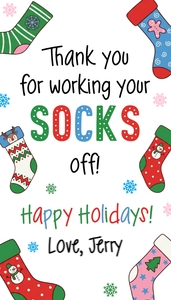 Thanks for Working your socks off Christmas -  Chr1: printable and editable thank you for working your socks off tag