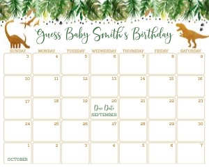 Dinosaur Calendar design preview