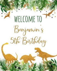 Gold Dinosaur Birthday Welcome design preview