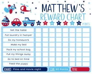Vehicle Reward Chart design preview