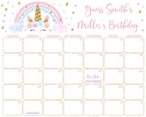 A582 Calendar design preview