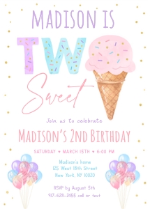 A611 Two Sweet Invite design preview
