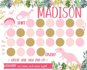 Pink Dinosaur Sticker Chart design preview