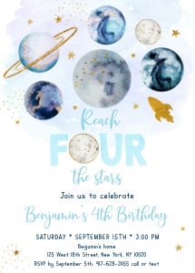 A631 Fourth Birthday Blue Invite design preview
