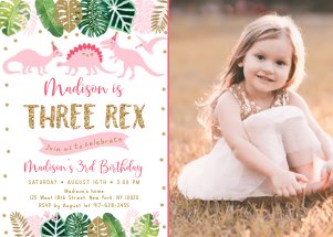 A507 Three Rex Photo Invite design preview