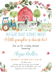 A511 Fall Farm Baby Shower Invite Boy design preview