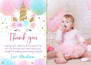 Unicorn Balloon Photo Thank You design preview