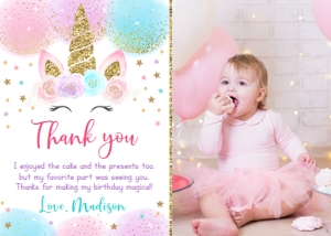 Unicorn Balloon Photo Thank You: Unicorn Balloon Photo Thank You