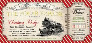 Polar Express Party Ticket Invitation TheSassabyPartyCo DL: Polar Express Party Ticket Invitation TheSassabyPartyCo 4"x8"