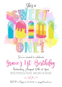 Popsicle 1st Birthday Invitation TheSassabyPartyCo 5x7: Popsicle 1st Birthday Invitation TheSassabyPartyCo 5x7