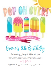 Popsicle Party Invitation POP ON OVER TheSassabyPartyCo 5x7 design preview