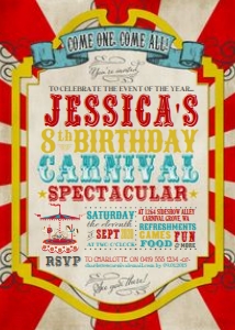 Vintage Carnival Invitation TheSassabyPartyCo 5x7: Vintage Carnival Invitation TheSassabyPartyCo 5x7