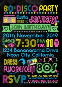 80s Disco Invitation Alouette Digital 5x7 design preview