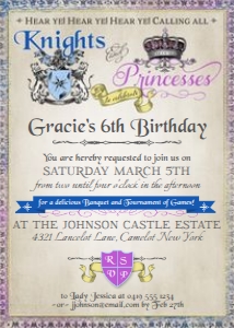 Knights & Princesses Invitation TheSassabyPartyCo 5x7 design preview