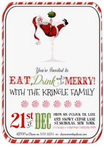 Retro Santa Christmas Party Invitation TheSassabyPartyCo 5x7: Retro Santa Christmas Party Invitation TheSassabyPartyCo 5x7