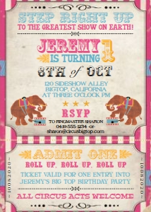 Vintage Circus Invitation Candy TheSassabyPartyCo 5x7 design preview