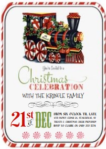 Candy Train Christmas Invitation TheSassabyPartyCo 5x7: Candy Train Christmas Invitation Alouette Digital 5x7